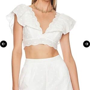 Revolve white crop top and shorts set